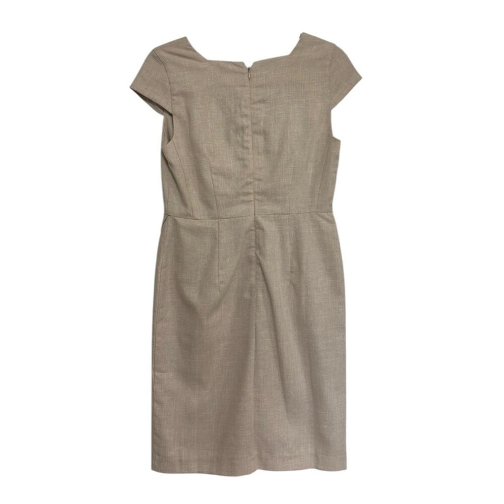 NWT Ann Taylor Linen Blend Square Neck Faux Wrap Sheath Dress - Size 2 Petite - Picture 4 of 8